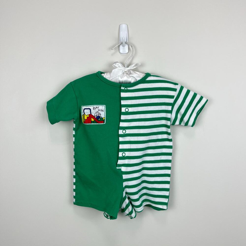 Vintage Pete's Partner A Goodlad Company Green Striped Play Slide Shortall